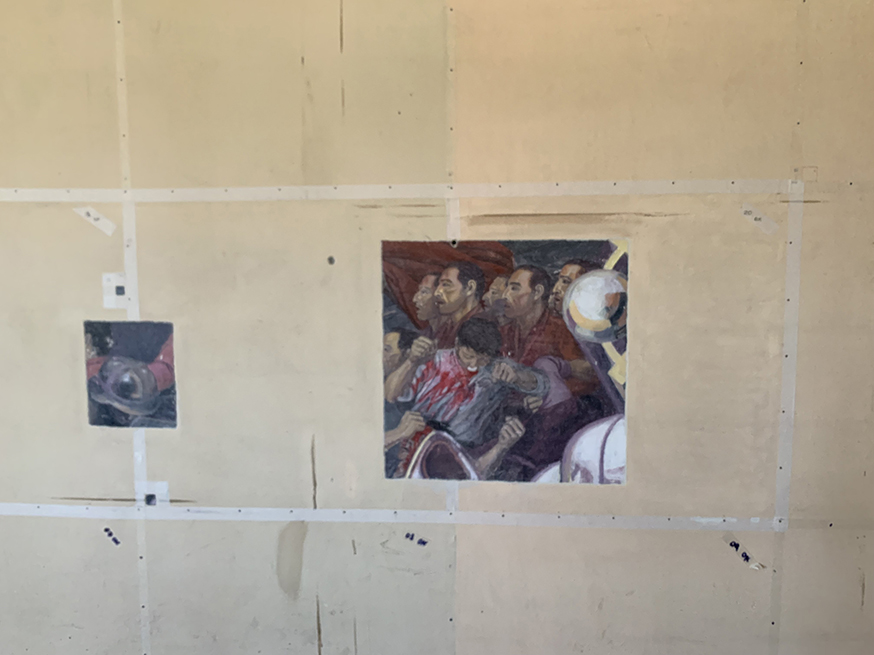 Tras el Golpe de Estado Cívico Militar en Chile, el mural Principio y fin es destruido por orden del gobierno de Augusto Pinochet, lo que obliga a Julio Escámez a permanecer en la clandestinidad hasta lograr exiliarse. Con motivo de los 50 años del Golpe Cívico Militar en Chile se inicia en 2023 la recuperación y restauración del mural, declarado Monumento Histórico Nacional en 2024 