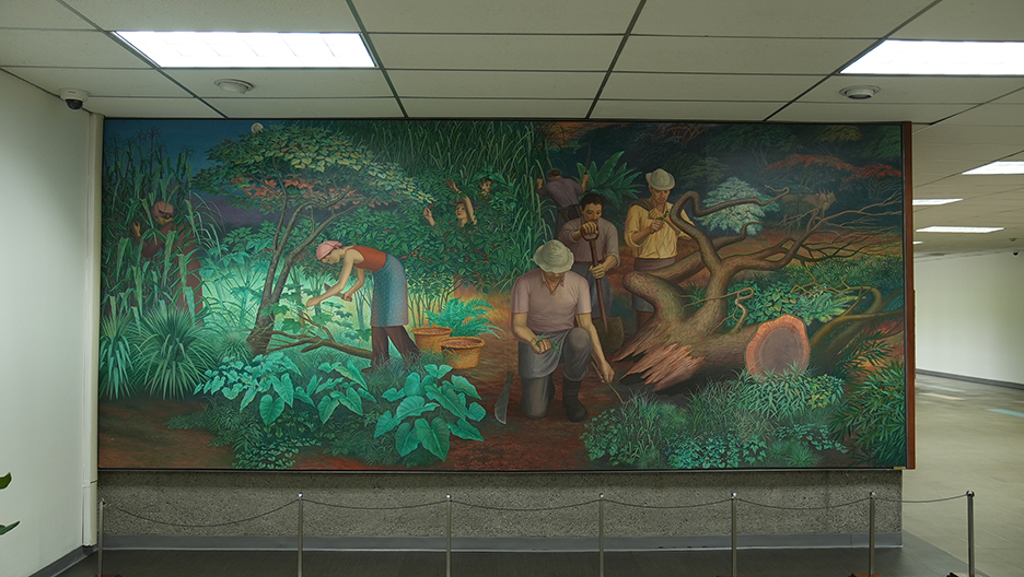 Inicia el mural La Tierra para la Planta Ejecutiva del nuevo edificio del Instituto Nacional de Seguros de Costa Rica (INS) que se inaugura en 1982

