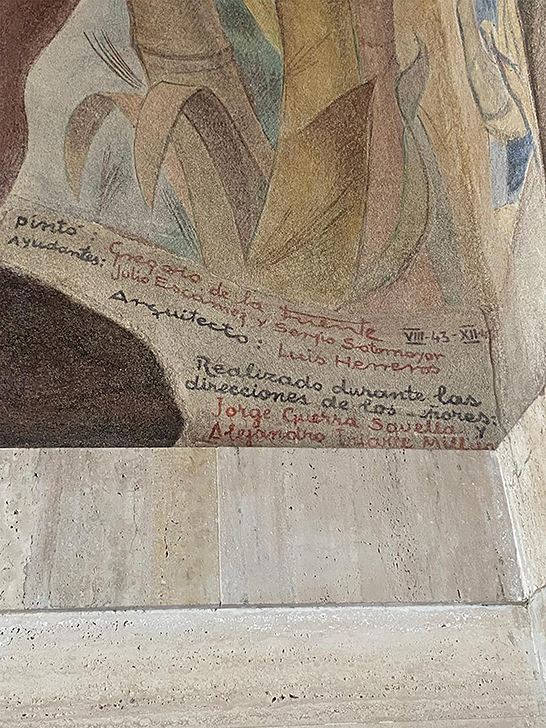 1943 - 1945  
Ayudante del pintor Gregorio de la Fuente para la ejecución de los Murales de Historia de Concepción en el Hall de la Estación de Ferrocarriles de Concepción (Chile)