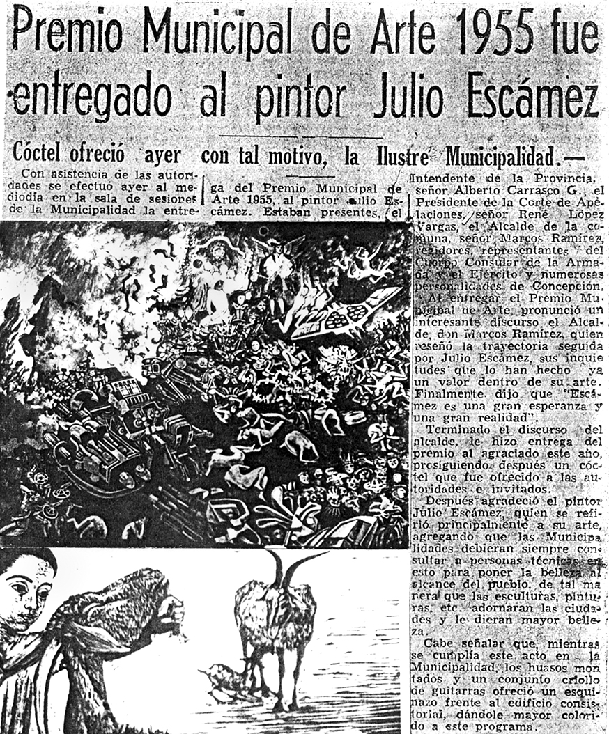 Recibe el Premio Municipal de Arte, otorgado por Ciudad de Concepción